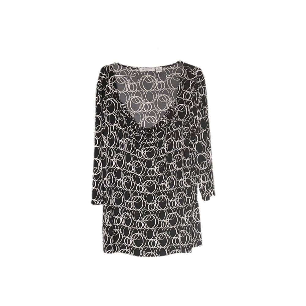 Liz Claiborne Woman Black Geometric Design 3/4 Sleeve Dressy Blouse Women’s 3X